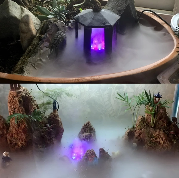 SOBO M-12L Aquarium Mist Maker with 12 Colorful LED Lights – Ultrasonic Fogger for Aquariums, Terrariums & Fountains - M-12L
