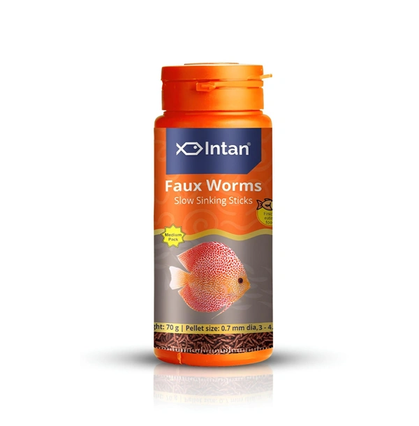 Intan Faux Worms – High-Protein Slow Sinking Fish Food for Discus, Loaches, Tetras & Cichlids - 70 G