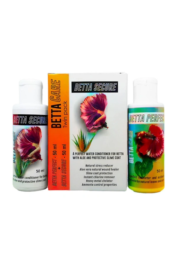 Betta Secure & Betta Perfect Water Conditioner Twin Pack (2 x 50ml) – Stress Reducer, Chlorine Remover & Slime Coat Protection for Betta Fish - (50 ml + 50 ml)= 100 ml