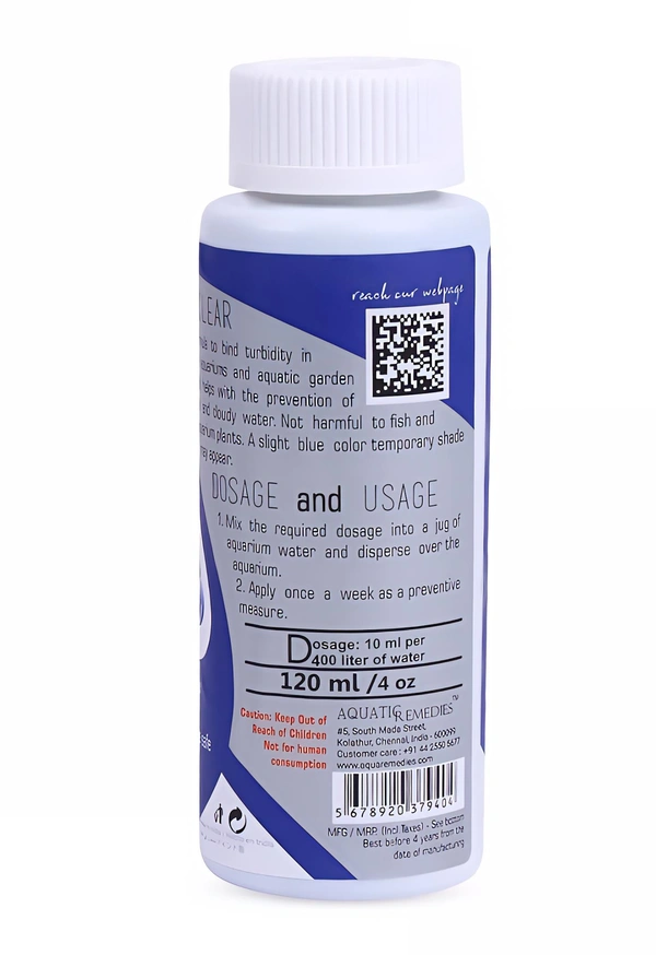 Aquatic Remedies Aquaria Clear Aquarium Water Conditioner Aquatic Remedies – 120ml | Quick Action, Blue-Green Liquid for Freshwater Aquariums - 120 ml