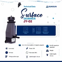 SunSun JY-02 Aquarium Surface Skimmer 3W for Clean & Clear Water | 300 L/H Flow Rate - JY 02, 3W-300L/H