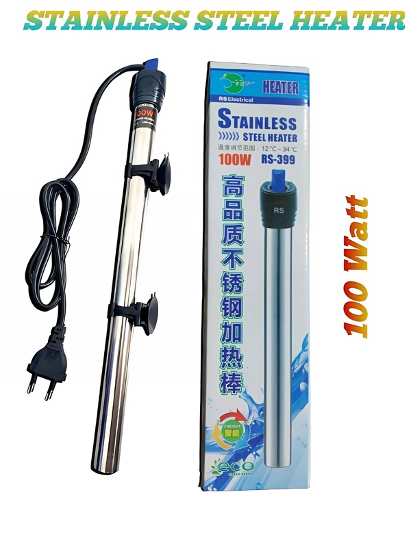 RS 100W Stainless Steel Aquarium Heater | Automatic Submersible Fish Tank Water Heater - 100 Watt