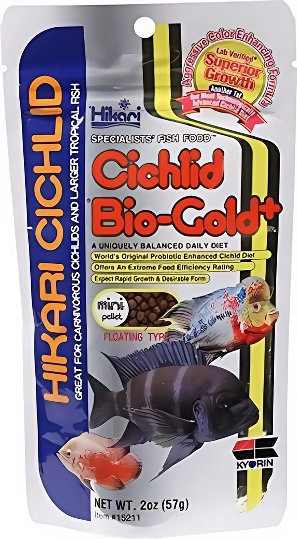 Hikari Cichlid Bio-Gold+ Mini Pellet Fish Food (57g) – Color Enhancing & Growth Formula for Carnivorous Cichlids - 57 GM