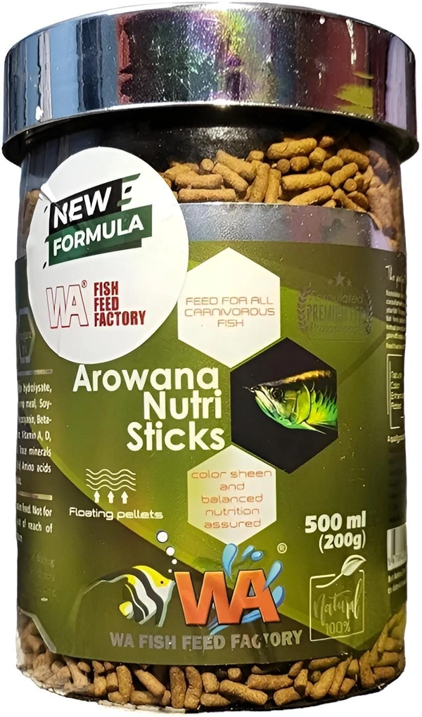 WA AROWANA NUTRI STICKS | FOOD FOR AROWANA FISH | 200GM/500ML  - 200 GM