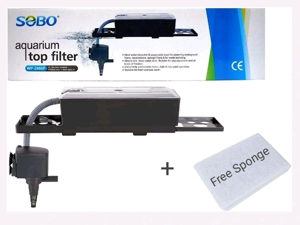 SOBO Top Filter WP-2880F For Aquarium|30Watt, 1800L/H|Free Sponge  - WP-2880F/30W