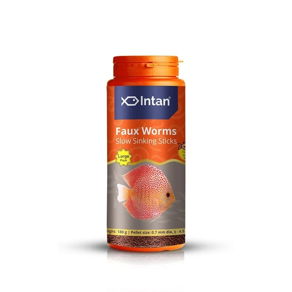 Intan Faux Worms – High-Protein Slow Sinking Fish Food for Discus, Loaches, Tetras & Cichlids - 180 G