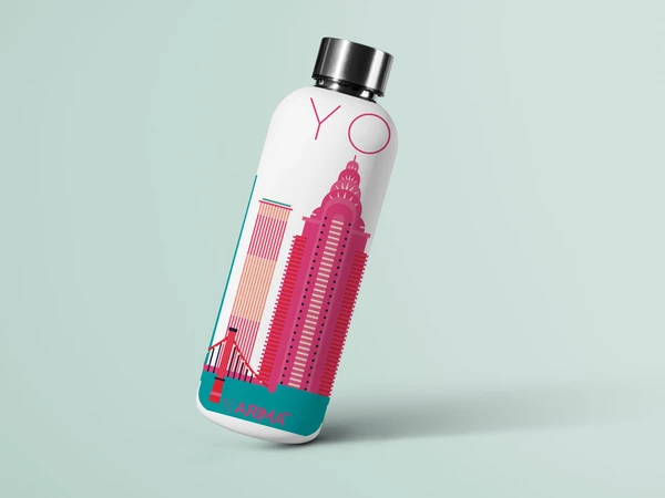 ARIMA 980ml Arima UV & 3D Printed - Newyork Pink Buildings - White - WHITE, https://youtu.be/Dgdem09WjXg, 0.32