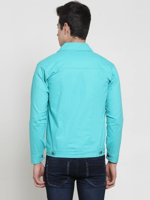 VOXATI Full Sleeve Solid Men Denim Jacket - 4XL, Light Blue
