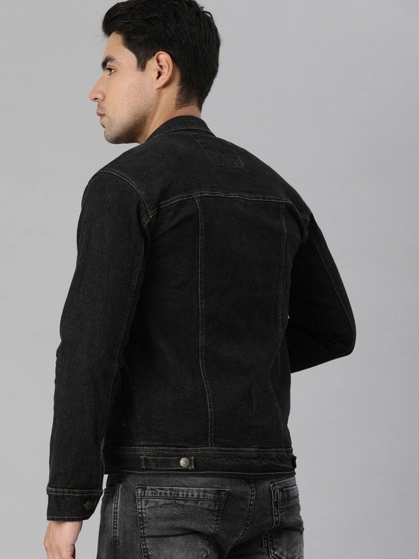 VOXATI Full Sleeve Solid Men Denim Jacket - XL, Black