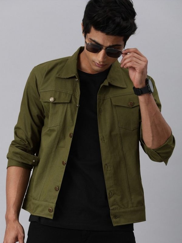 Denim jacket dark green best sale