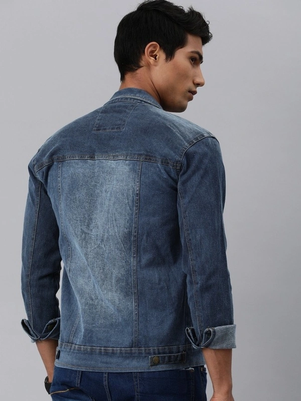 VOXATI Full Sleeve Solid Men Denim Jacket - 4XL, Blue
