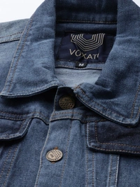 VOXATI Full Sleeve Solid Men Denim Jacket - 4XL, Blue