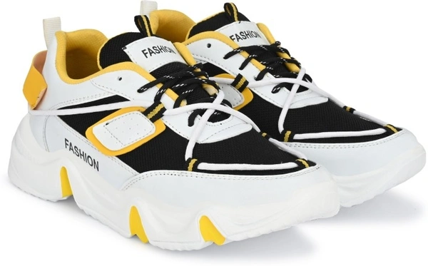 RODDICK SHOES Fashion Outdoor Canvas Casual Light Weight Lace-up Evening Walk Running Shoes For Men Sneakers For Men - 8, White & Yellow