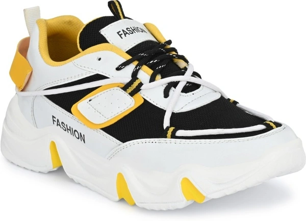 RODDICK SHOES Fashion Outdoor Canvas Casual Light Weight Lace-up Evening Walk Running Shoes For Men Sneakers For Men - 8, White & Yellow