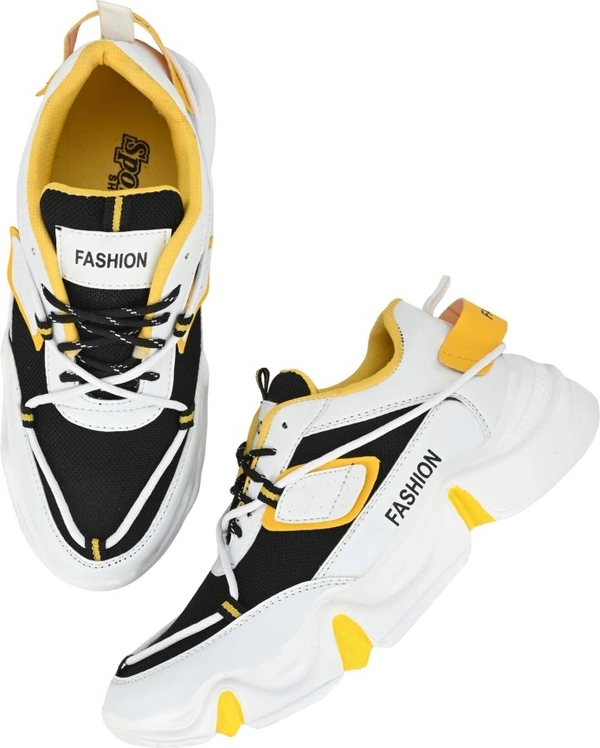 RODDICK SHOES Fashion Outdoor Canvas Casual Light Weight Lace-up Evening Walk Running Shoes For Men Sneakers For Men - 8, White & Yellow