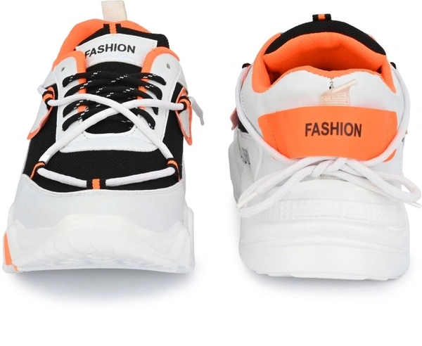 RODDICK SHOES Fashion Outdoor Canvas Casual Light Weight Lace-up Evening Walk Running Shoes For Men Sneakers For Men - 9, White & Orange
