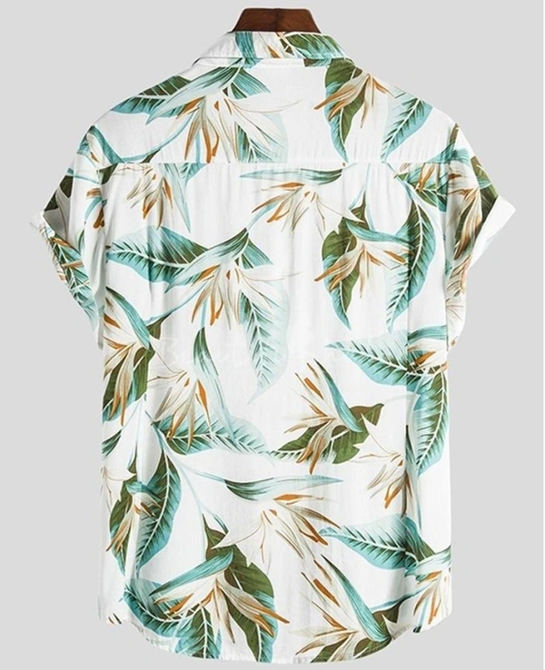 Men Printed Casual White Shirt - L, White, FREE Delivery