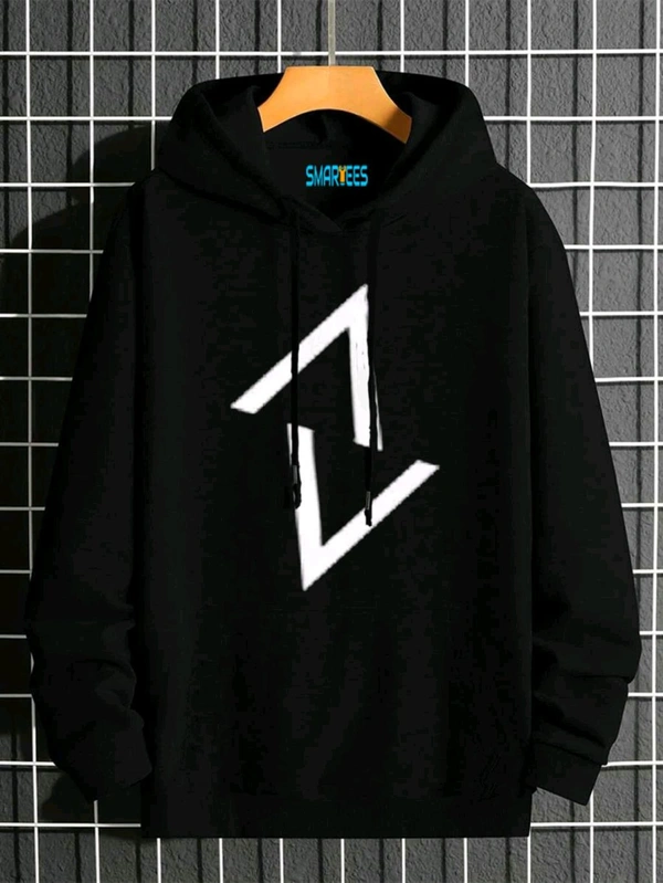 Full Sleeve Printed Men Sweatshirt - XL, Black_2