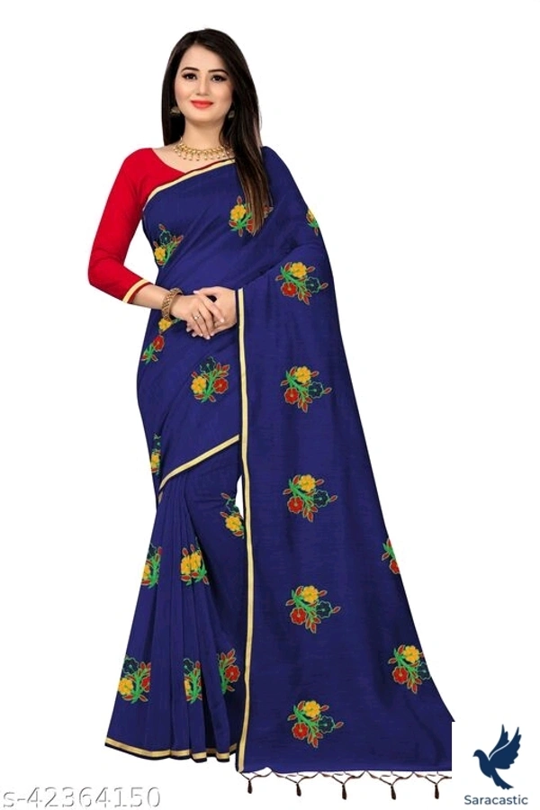 Laxmipati Cotton Sarees - combination red blue, Free size