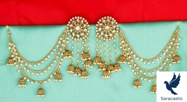 Super Hit Peari Studded Jhumkas (Saracastic Trusted) - Free size