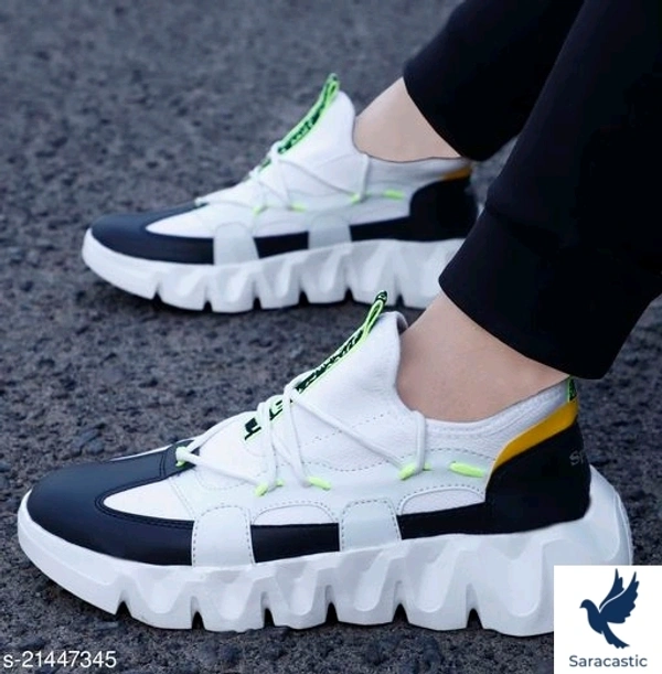Trendy Men's White Mustard Causal Shoes - 6