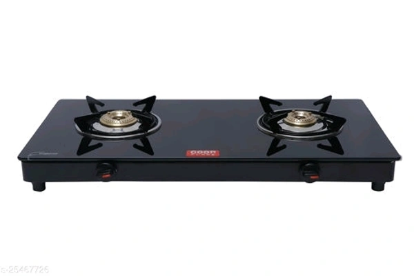 Crystal Goidflame Two Burner Kwid Manual Gas Stove 7 Years Gaurentee - Black