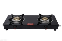 Crystal Goidflame Two Burner Kwid Manual Gas Stove 7 Years Gaurentee - Black