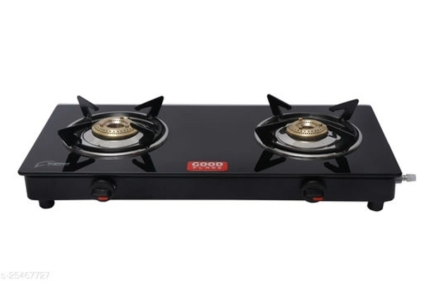 Crystal Goidflame Two Burner Kwid Manual Gas Stove 7 Years Gaurentee - Black