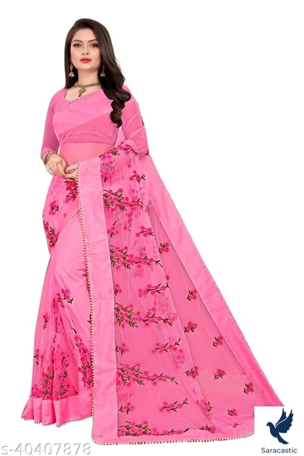 Laxmipati Net Saree - Pink , Free size
