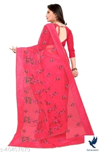 Laxmipati Net Saree - Orange, Free size