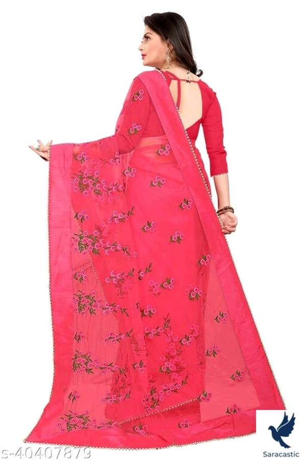 Laxmipati Net Saree - Orange, Free size