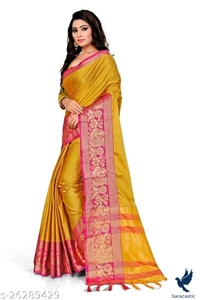 Charvi Alluring Laxmipati Silk Saree  - Yellow, Free size