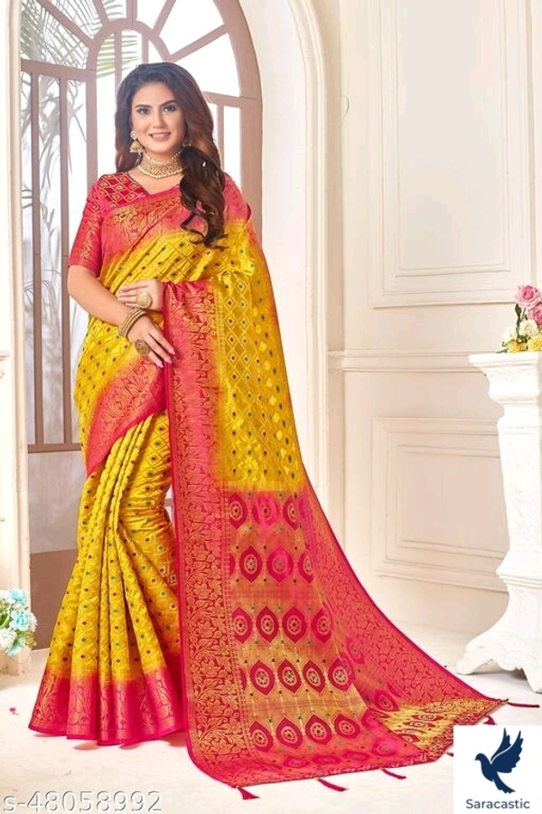 Senssational Kanjivaram Silk Saree - Yellow, Free size