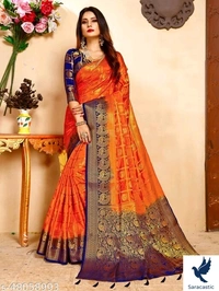 Senssational Kanjivaram Silk Saree - Yellow, Free size