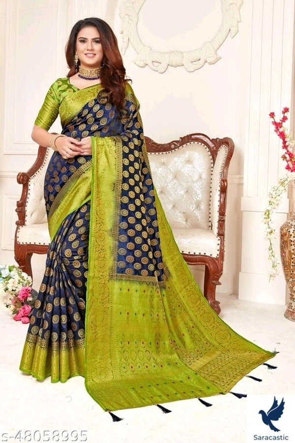 Senssational Kanjivaram Silk Saree - Yellow, Free size