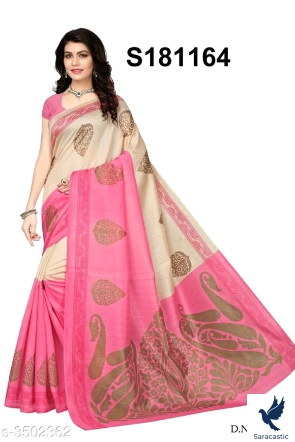 New Fashion Silk Saree (Limited Time Deal) - pink, Free size