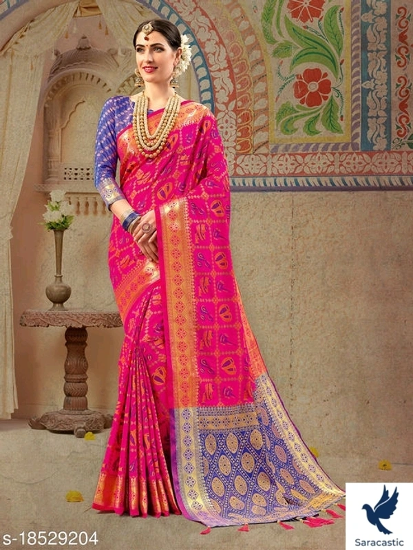 Pink Silk Musical Instrument Wovmen Saree With Blouse Piece  - Free size