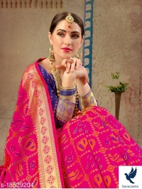 Pink Silk Musical Instrument Wovmen Saree With Blouse Piece  - Free size