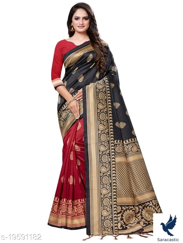 Art Silk Printed Saree With Blouse - Free size