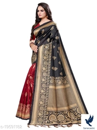 Art Silk Printed Saree With Blouse - Free size