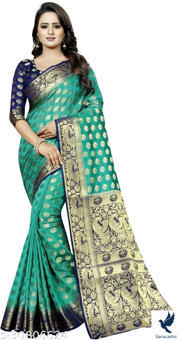 Kanjivaram Attractive Cotton Saree - Orange, Free size