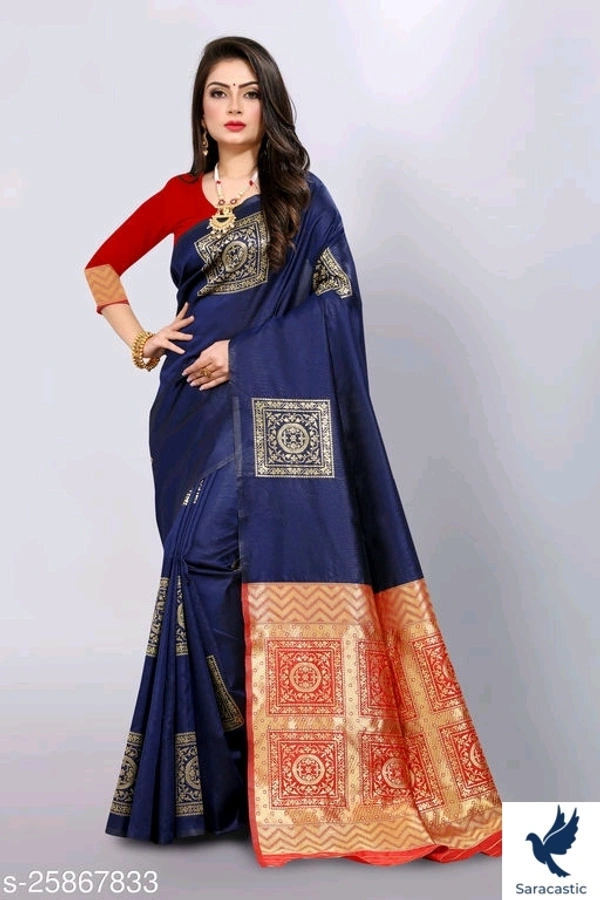 Chitraleka Kanjivaram Silk Saree (Trusted) - Blue, Free size