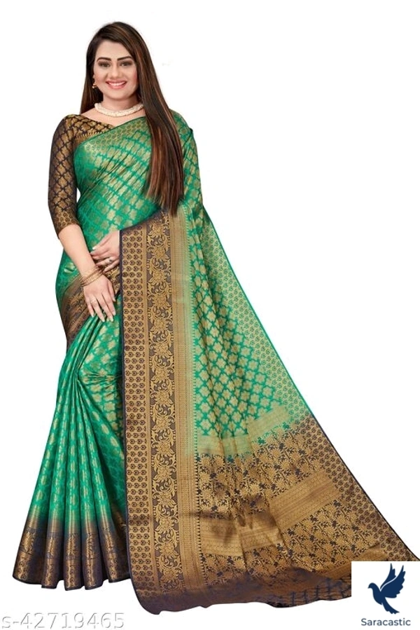 Women's Banarashi, Kanjivaram Silk Saree Rich Pallu And Rich Border - Onion colour