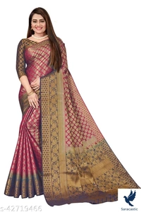 Women's Banarashi, Kanjivaram Silk Saree Rich Pallu And Rich Border - Onion colour