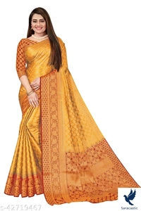 Women's Banarashi, Kanjivaram Silk Saree Rich Pallu And Rich Border - Onion colour
