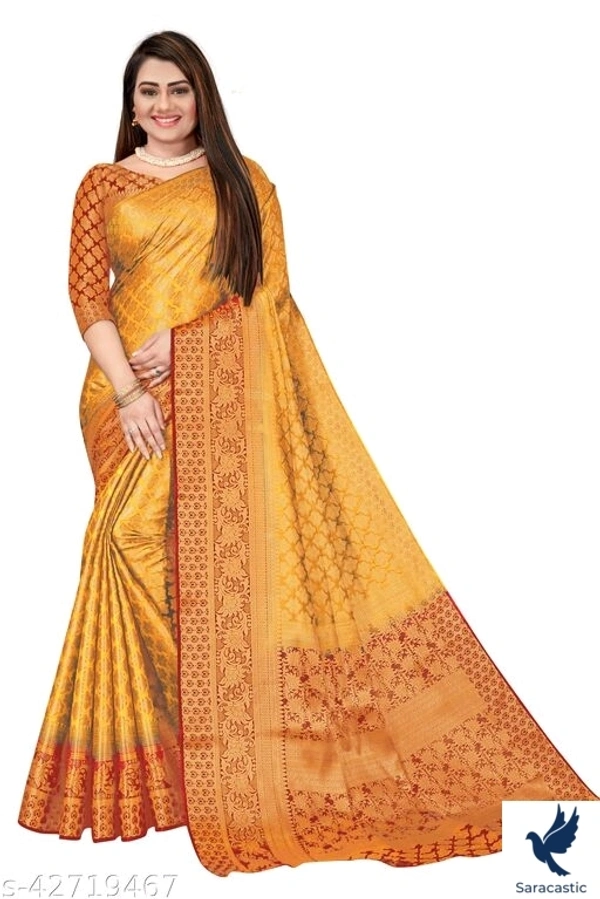 Women's Banarashi, Kanjivaram Silk Saree Rich Pallu And Rich Border - Onion colour
