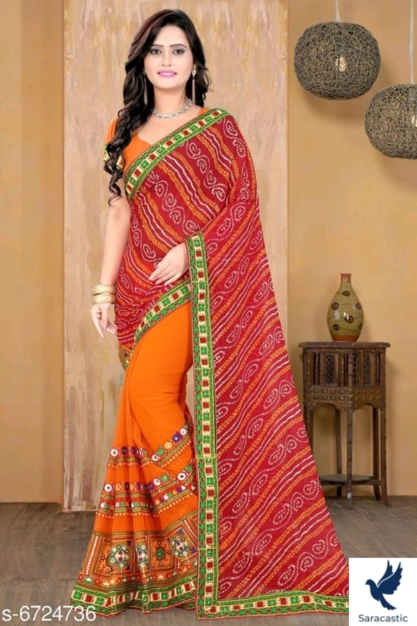Attractive Laxmipati Georget Saree (Trusted) - Red, Free size