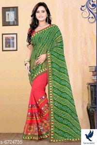 Attractive Laxmipati Georget Saree (Trusted) - Red, Free size