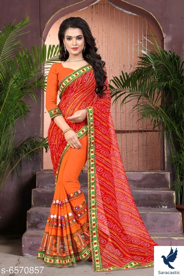 Designer Embroidery Georgette Work Saree - Green