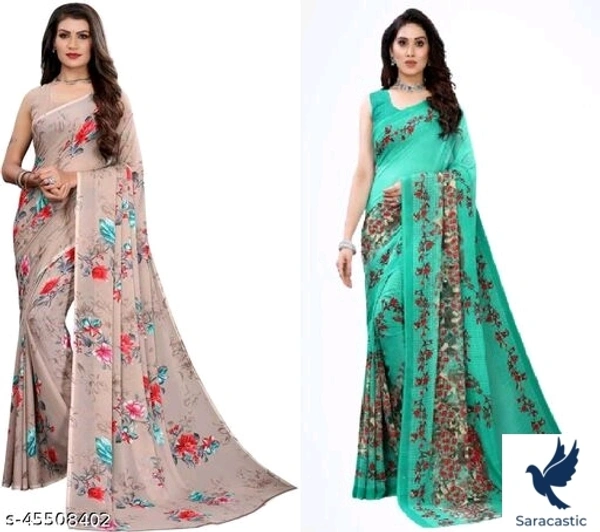 Trendy Georgett Women's Saree Combo - Free size